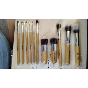 Bs-Mall 11Pcs Synthetic Kabuki Cosmetics Brushes  And Sponge With Organizer Bag